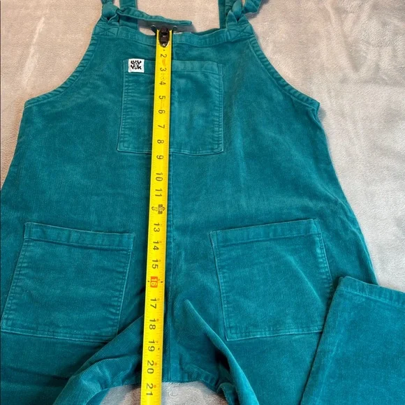 Lucy & Yak Original Organic Corduroy Dungaree Teal Size Medium - Picture 13 of 15